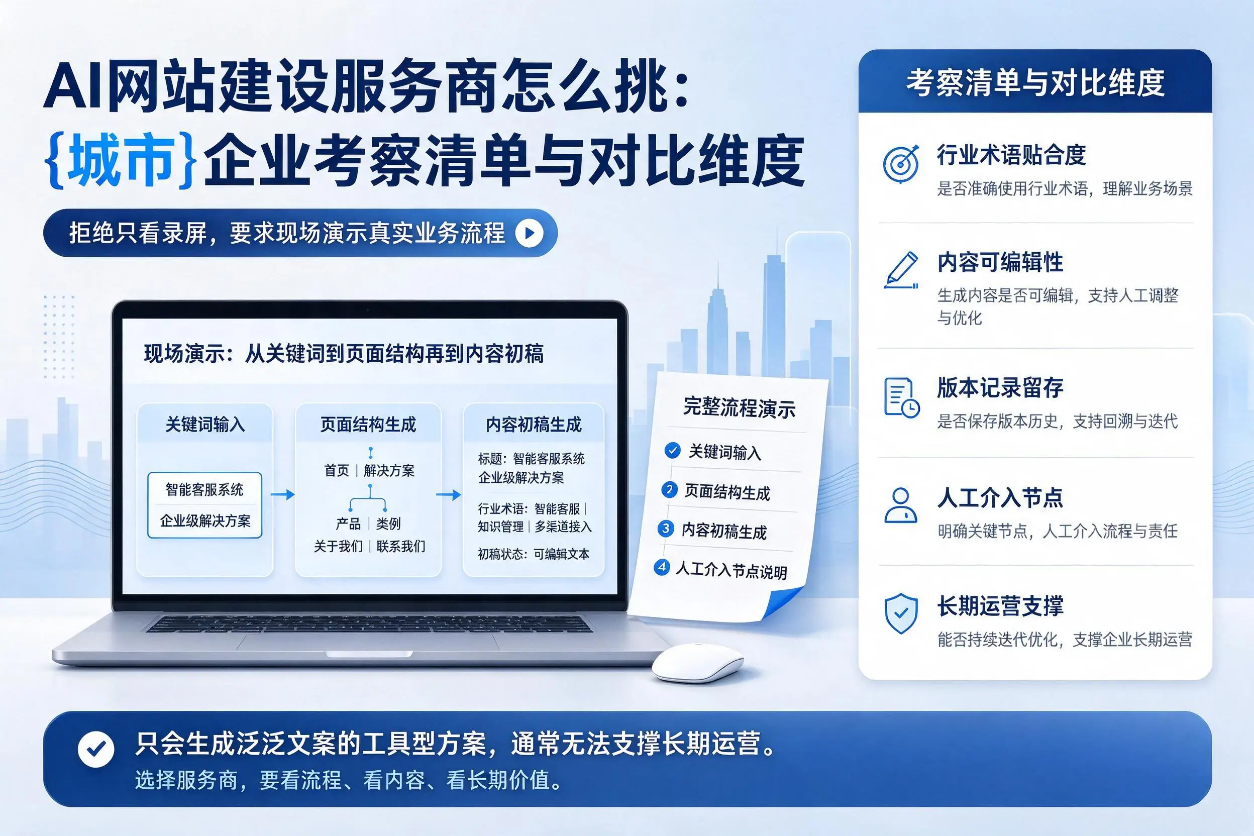 AI网站建设服务商怎么挑:池州企业考察清单与对比维度
