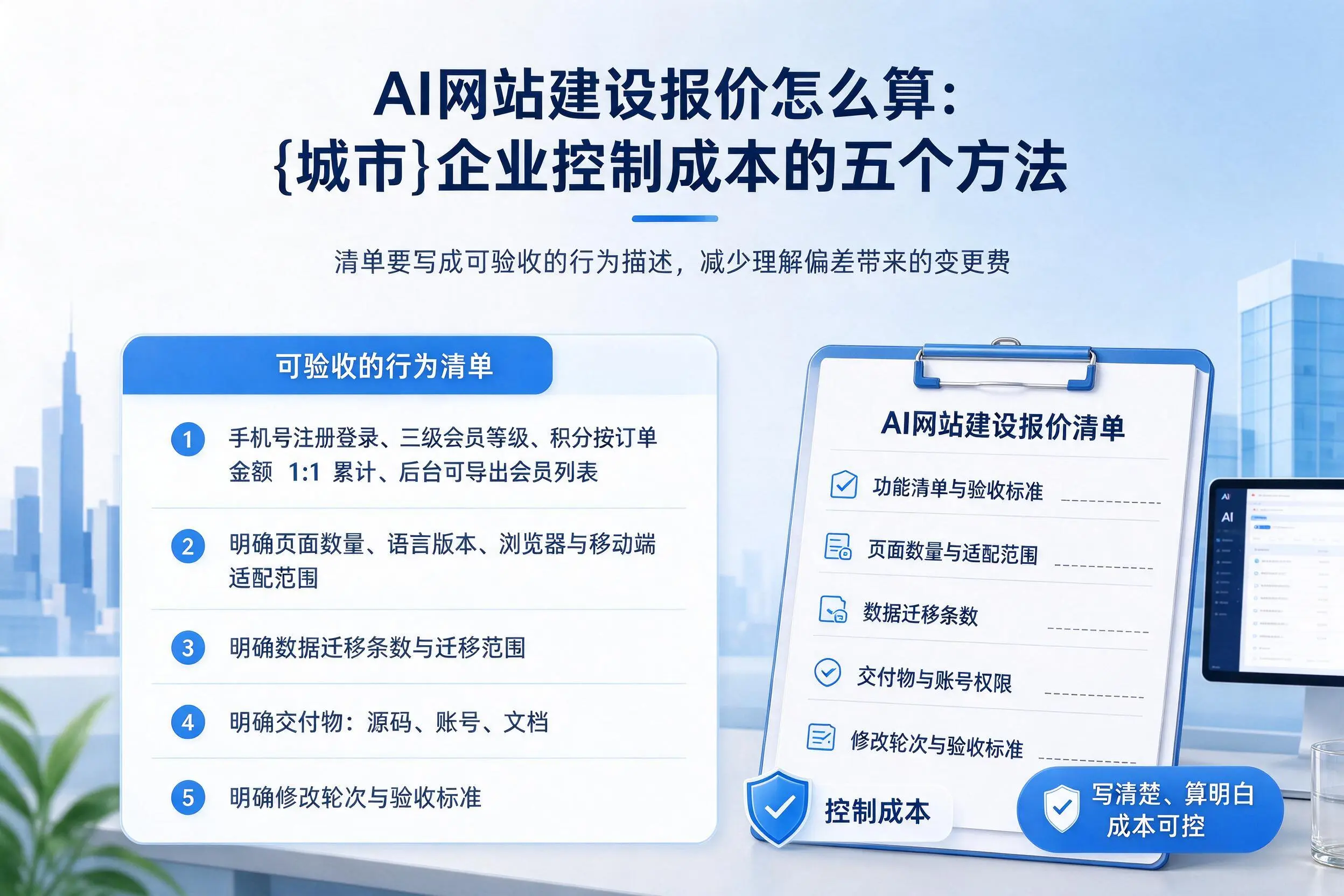 AI网站建设报价怎么算：池州企业控制成本的五个方法
